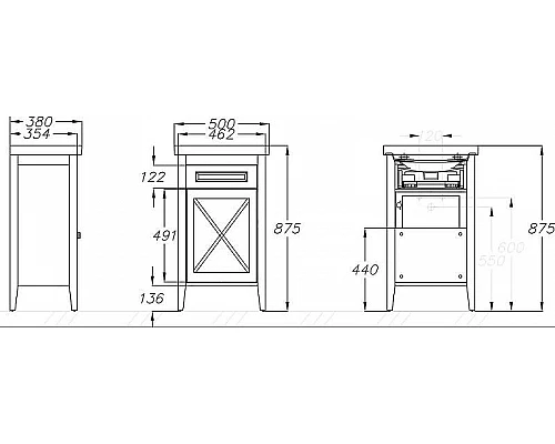 Приобрести Тумба под раковину Opadiris Палермо 50 R 00-00002360 Светлый орех в магазине сантехники Santeh-Crystal.ru
