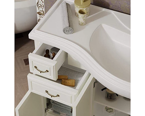 Купить Тумба под раковину Opadiris Риспекто 120 Z0000009687 Слоновая кость ручки Бронза в магазине сантехники Santeh-Crystal.ru