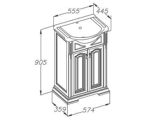 Купить Тумба под раковину Opadiris Риспекто 55 00-00005759 Слоновая кость в магазине сантехники Santeh-Crystal.ru