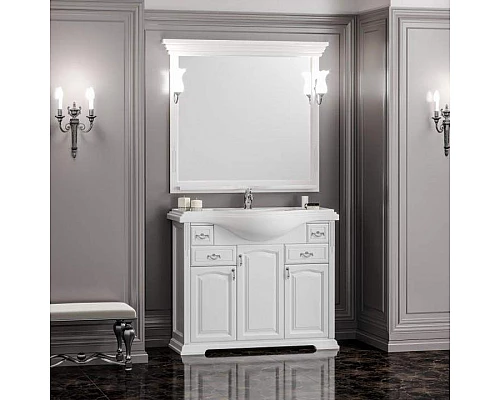 Приобрести Тумба под раковину Opadiris Риспекто 105 Z0000012631 Белая матовая ручки Хром в магазине сантехники Santeh-Crystal.ru