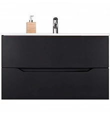 Тумба с раковиной Orange Li-100Tub+Ra подвесная Черная матовая