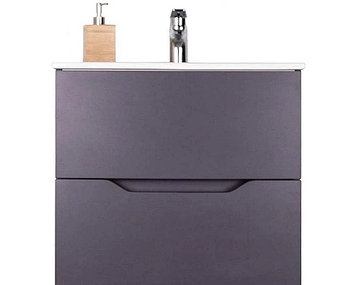 Купить Тумба с раковиной Orange Line 60 Li-60Tug+Ra подвесная Графит матовый в магазине сантехники Santeh-Crystal.ru
