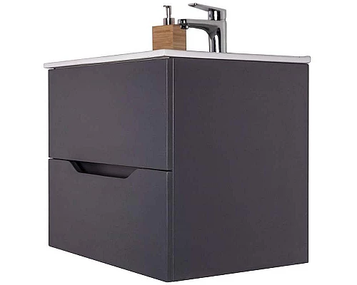 Купить Тумба с раковиной Orange Line 60 Li-60Tug+Ra подвесная Графит матовый в магазине сантехники Santeh-Crystal.ru