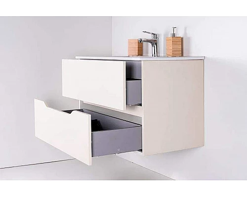 Купить Тумба с раковиной Orange Line 100 Li-100Tua+Ra подвесная Айвори матовый в магазине сантехники Santeh-Crystal.ru