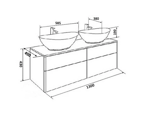 Купить Тумба с раковиной Orange Otto 130 Ot-130TuMDF+G56 Белая в магазине сантехники Santeh-Crystal.ru