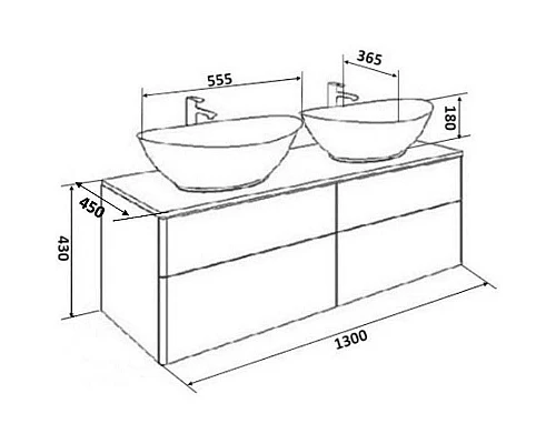 Приобрести Тумба под раковину Orange Otto Ot-130TuMDF подвесная Белый глянцевый в магазине сантехники Santeh-Crystal.ru