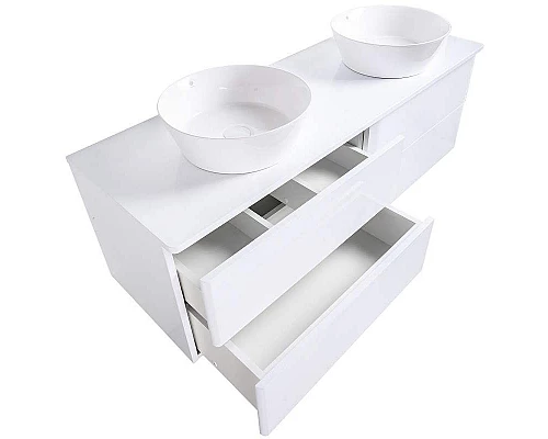 Заказать Тумба с раковиной Orange Otto 130 Ot-130TuMDF+B08-360W подвесная Белый глянец в магазине сантехники Santeh-Crystal.ru