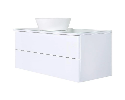 Заказать Тумба с раковиной Orange Otto 100 Ot-100TuGLASS+B08-360W подвесная Белый глянец в магазине сантехники Santeh-Crystal.ru