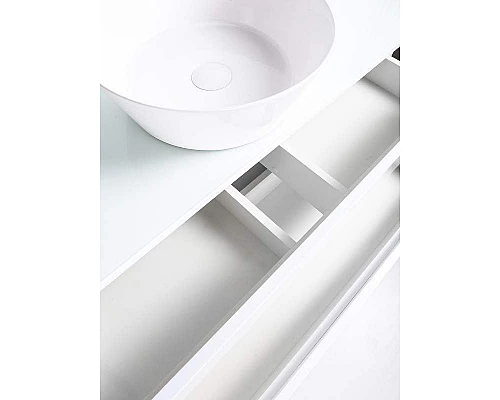 Заказать Тумба с раковиной Orange Otto 100 Ot-100TuGLASS+B08-360W подвесная Белый глянец в магазине сантехники Santeh-Crystal.ru