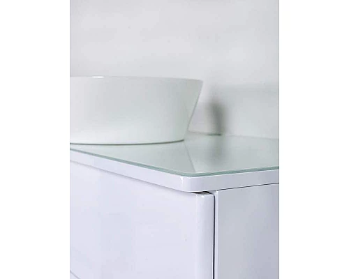 Заказать Тумба с раковиной Orange Otto 100 Ot-100TuGLASS+B08-360W подвесная Белый глянец в магазине сантехники Santeh-Crystal.ru