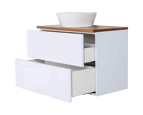 Приобрести Тумба с раковиной Orange Otto 75 Ot-75TuWOOD+B08-360W подвесная Белая Ясень в магазине сантехники Santeh-Crystal.ru