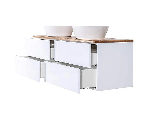 Приобрести Тумба с раковиной Orange Otto 130 Ot-130TuWOOD+B08-360W подвесная Белая Ясень в магазине сантехники Santeh-Crystal.ru