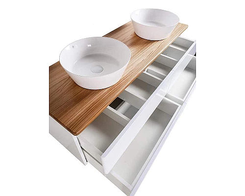 Приобрести Тумба с раковиной Orange Otto 130 Ot-130TuWOOD+B08-360W подвесная Белая Ясень в магазине сантехники Santeh-Crystal.ru