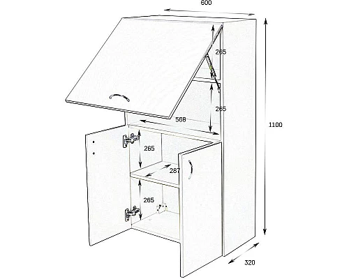Приобрести Подвесной шкаф Orange Смайл 60 SM-60SR2 Белый в магазине сантехники Santeh-Crystal.ru