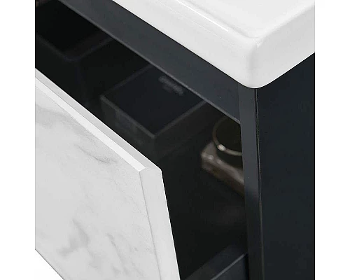 Приобрести Тумба с раковиной Orans BC-0903 60 903600 подвесная Dark grey White marble в магазине сантехники Santeh-Crystal.ru