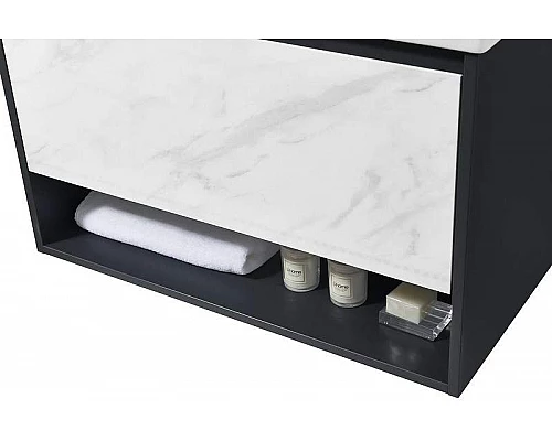 Приобрести Тумба с раковиной Orans BC-0903 60 903600 подвесная Dark grey White marble в магазине сантехники Santeh-Crystal.ru