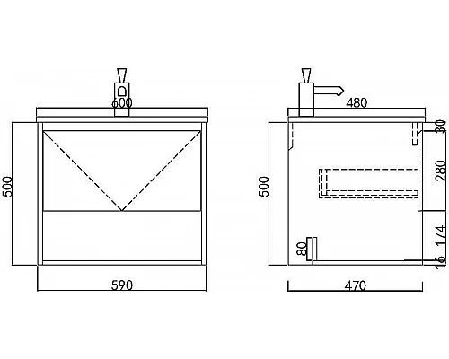 Приобрести Тумба с раковиной Orans BC-0903 60 903600 подвесная Dark grey White marble в магазине сантехники Santeh-Crystal.ru