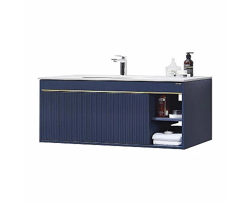 Заказать Тумба с раковиной Orans BC-1137 100 11371000 подвесная Matt deep ocean в магазине сантехники Santeh-Crystal.ru