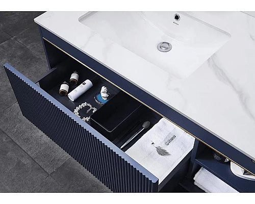 Заказать Тумба с раковиной Orans BC-1137 100 11371000 подвесная Matt deep ocean в магазине сантехники Santeh-Crystal.ru