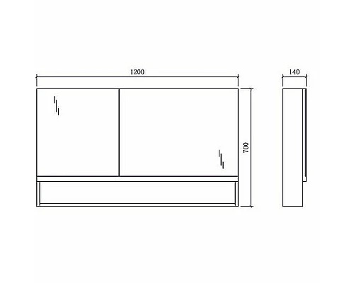Купить Зеркальный шкаф Orans BC-6019-1200R 120 601912RЗ Белый Черный в магазине сантехники Santeh-Crystal.ru