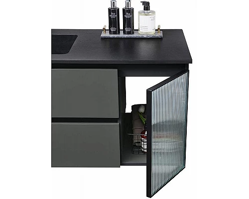 Заказать Тумба с раковиной Orans BC-2055-1000L 100 2055100L подвесная Темно-серая в магазине сантехники Santeh-Crystal.ru