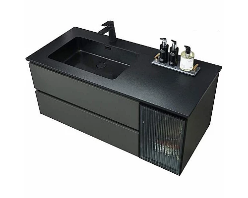 Заказать Тумба с раковиной Orans BC-2055-1000L 100 2055100L подвесная Темно-серая в магазине сантехники Santeh-Crystal.ru