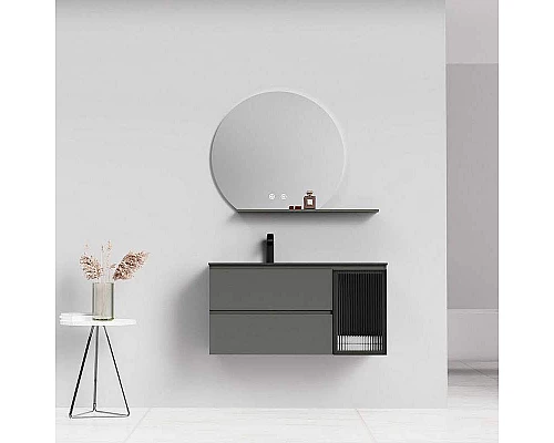 Заказать Тумба с раковиной Orans BC-2055-1000L 100 2055100L подвесная Темно-серая в магазине сантехники Santeh-Crystal.ru