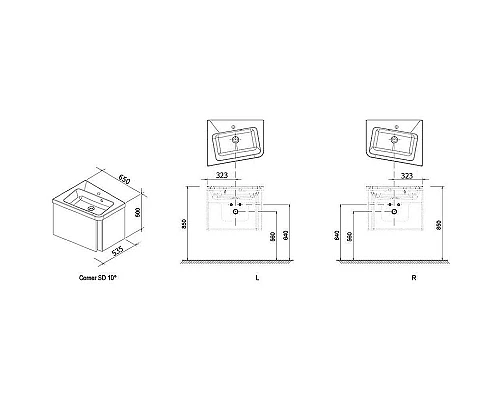 Приобрести Тумба под раковину Ravak SD 10° 65 R X000000748 подвесная Белая в магазине сантехники Santeh-Crystal.ru