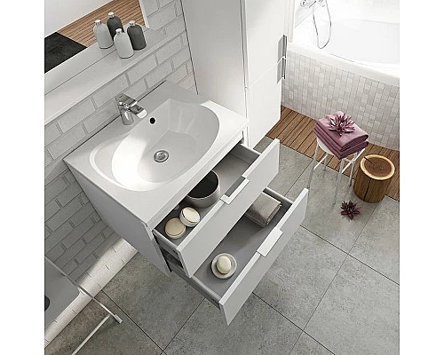 Приобрести Тумба под раковину Ravak Rosa II 76 X000001495 подвесная Белая глянцевая в магазине сантехники Santeh-Crystal.ru