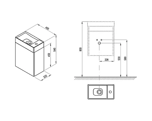 Приобрести Тумба под раковину Ravak SD Veda 40 X000001386 подвесная Белая в магазине сантехники Santeh-Crystal.ru