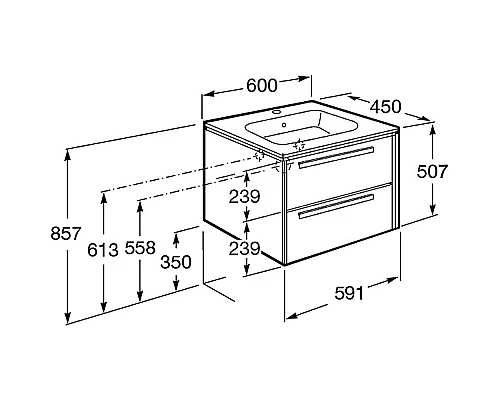 Купить Тумба под раковину Roca Lago 60 857295806 подвесная Белый глянец в магазине сантехники Santeh-Crystal.ru