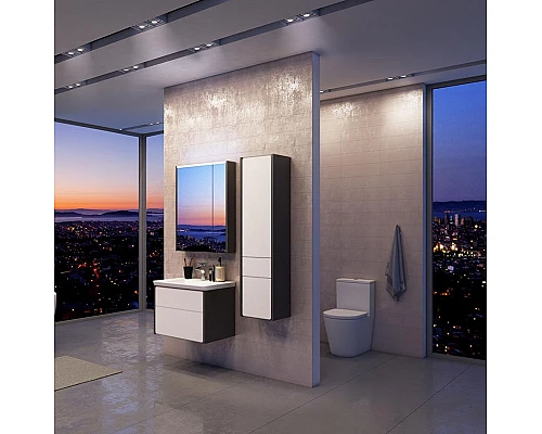 Купить Зеркальный шкаф Roca Ronda 60 ZRU9302968 с подсветкой Белый глянец Антрацит в магазине сантехники Santeh-Crystal.ru