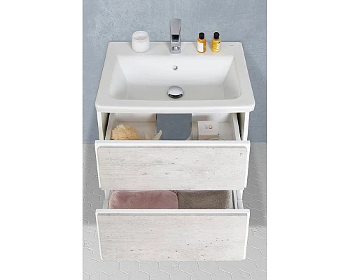 Купить Тумба под раковину Roca Ronda 60 ZRU9303002 подвесная Бетон Белый матовый в магазине сантехники Santeh-Crystal.ru