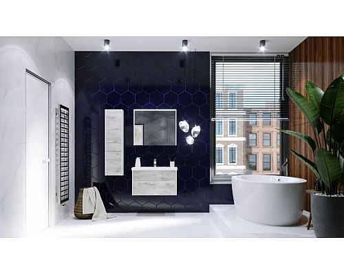 Приобрести Тумба под раковину Roca Ronda 80 ZRU9303004 подвесная Бетон Белый матовый в магазине сантехники Santeh-Crystal.ru