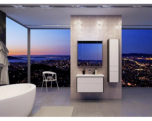 Заказать Шкаф пенал Roca Ronda 32 ZRU9302966 L подвесной Белый глянец Антрацит в магазине сантехники Santeh-Crystal.ru