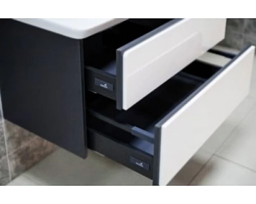 Купить Тумба под раковину Roca Ronda 80 ZRU9302965 подвесная Белый глянец Антрацит в магазине сантехники Santeh-Crystal.ru