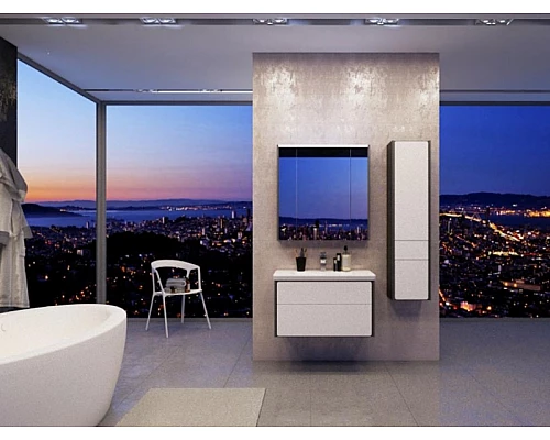 Купить Тумба под раковину Roca Ronda 80 ZRU9302965 подвесная Белый глянец Антрацит в магазине сантехники Santeh-Crystal.ru