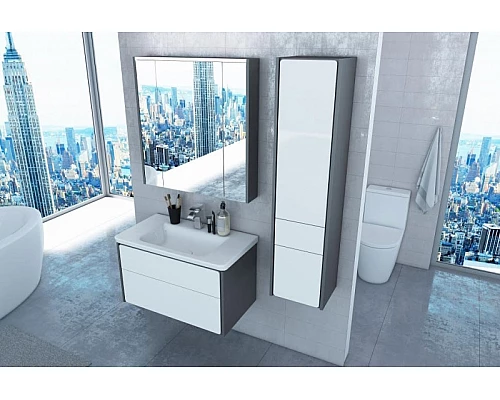 Купить Тумба под раковину Roca Ronda 80 ZRU9302965 подвесная Белый глянец Антрацит в магазине сантехники Santeh-Crystal.ru