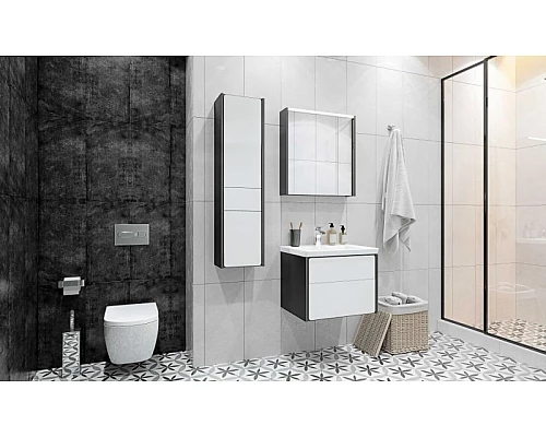 Приобрести Тумба под раковину Roca Ronda 60 ZRU9302963 подвесная Белый глянец Антрацит в магазине сантехники Santeh-Crystal.ru