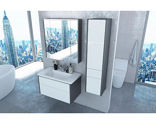 Заказать Шкаф пенал Roca Ronda 32 ZRU9302967 R подвесной Белый глянец Антрацит в магазине сантехники Santeh-Crystal.ru