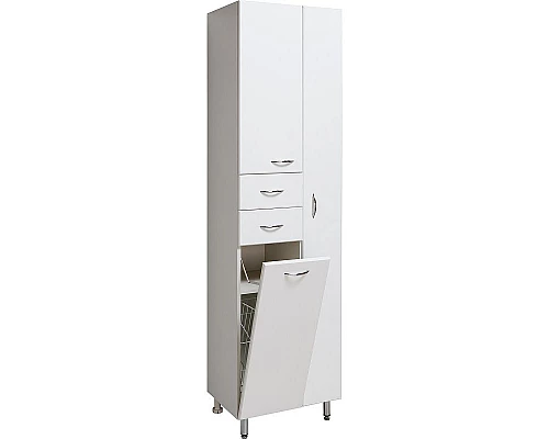 Приобрести Шкаф пенал Runo Эконом 50 R 00000000136 с бельевой корзиной Белый в магазине сантехники Santeh-Crystal.ru