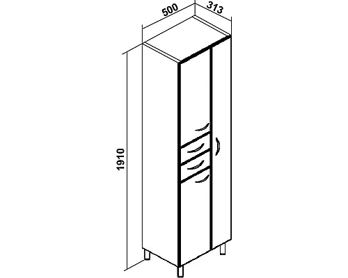 Приобрести Шкаф пенал Runo Эконом 50 R 00000000136 с бельевой корзиной Белый в магазине сантехники Santeh-Crystal.ru