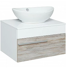 Тумба под раковину Runo Вудлайн 65 00-00001009 подвесная Белая Дуб скандинавский