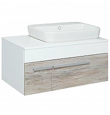 Тумба под раковину Runo Вудлайн 85 00-00001010 подвесная Белая Дуб скандинавский