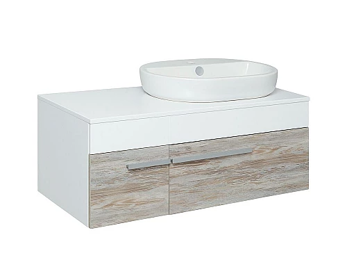 Заказать Тумба под раковину Runo Вудлайн 100 00-00001011 подвесная Белая Дуб скандинавский в магазине сантехники Santeh-Crystal.ru