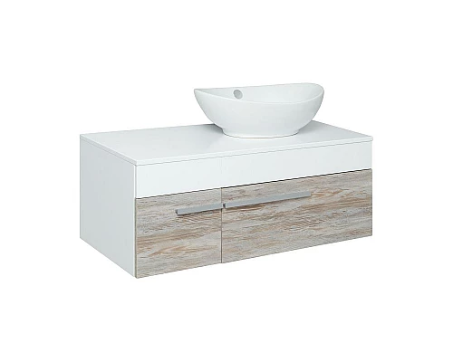 Заказать Тумба под раковину Runo Вудлайн 100 00-00001011 подвесная Белая Дуб скандинавский в магазине сантехники Santeh-Crystal.ru