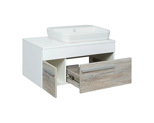 Заказать Тумба под раковину Runo Вудлайн 100 00-00001011 подвесная Белая Дуб скандинавский в магазине сантехники Santeh-Crystal.ru