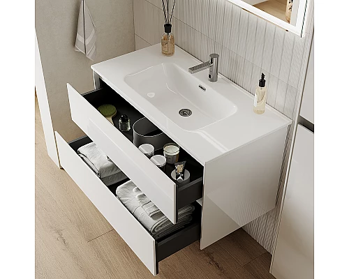 Приобрести Тумба под раковину Sancos Cento 80 CN80W подвесная Белый глянец в магазине сантехники Santeh-Crystal.ru