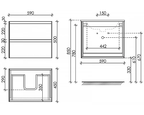 Заказать Тумба под раковину Sancos Cento 60 CN60KE подвесная Карпатская ель в магазине сантехники Santeh-Crystal.ru