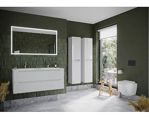 Приобрести Тумба под раковину Sancos Norma 2.0 120 NR2.0120-2W подвесная Белый глянец в магазине сантехники Santeh-Crystal.ru